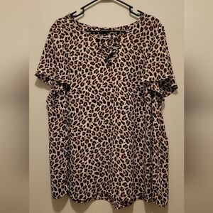 Zara Animal Print Lace-Up Blouse